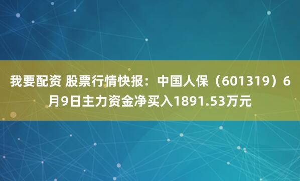 我要配资 股票行情快报：中国人保（601319）6月9日主力资金净买入1891.53万元